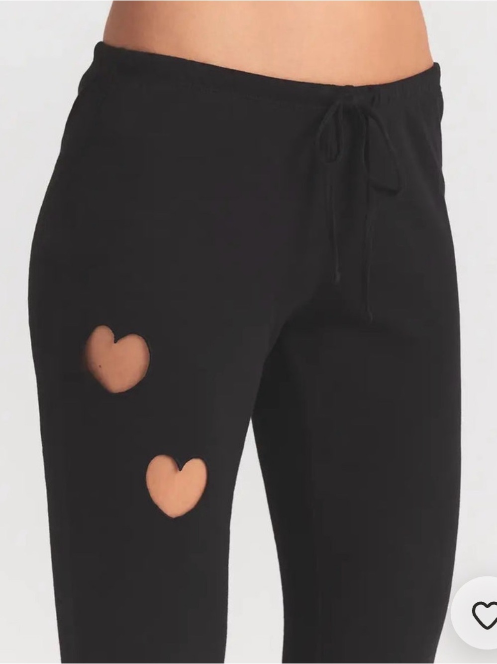 NWT Skims XS Black Heart-Cutout Women's Straight leg pants- Drawstring Waist